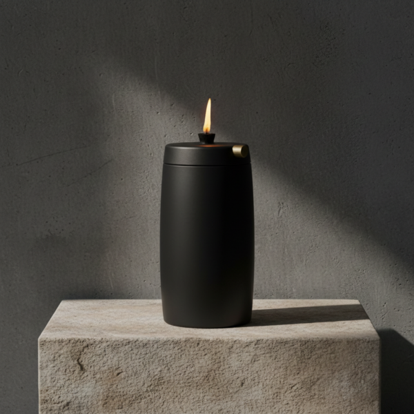 Refillable Memorial Candle ETERNA LUMINA, matt black, basic.