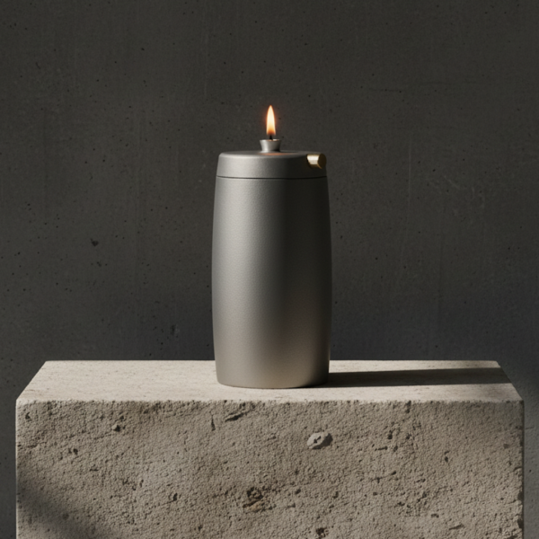 Refillable Memorial Candle ETERNA LUMINA, matt silver, basic
