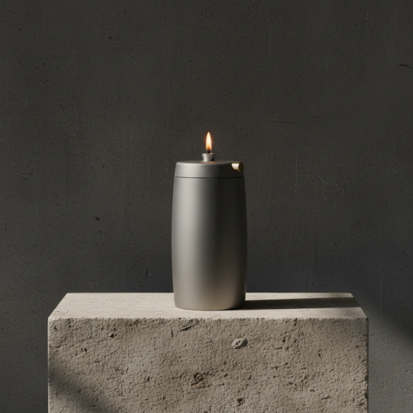 Refillable Memorial Candle ETERNA LUMINA, matt silver, basic