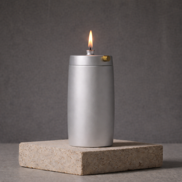Refillable Memorial Candle ETERNA LUMINA, matt silver, basic