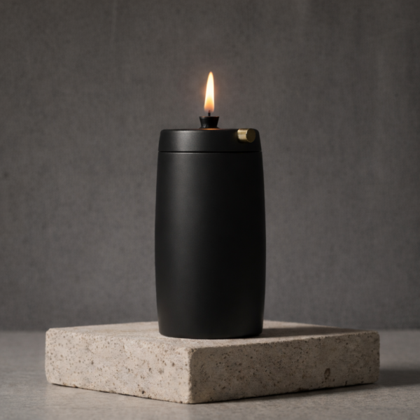 Refillable Memorial Candle ETERNA LUMINA, matt black, basic.