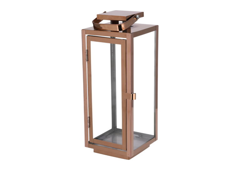 Lantern made of steel&glass, golden.