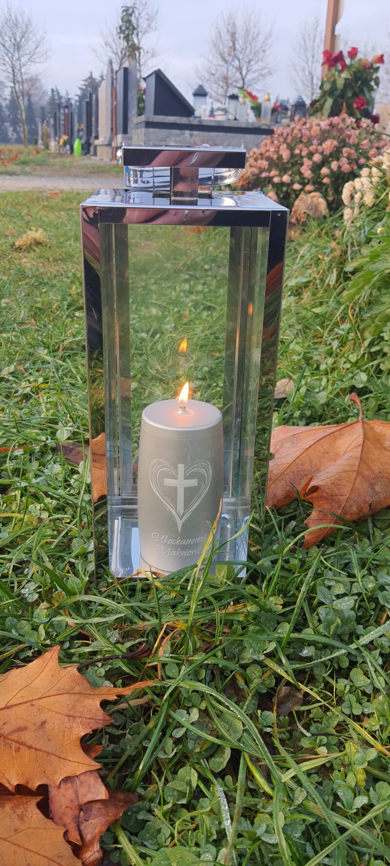 Refillable Memorial Candle ETERNA LUMINA, matt silver, basic - Image 2