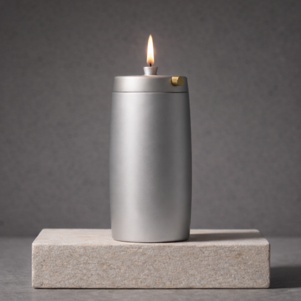 Refillable Memorial Candle ETERNA LUMINA, matt silver, basic